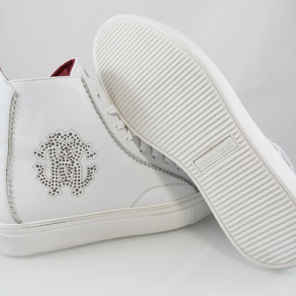 🎁FATHERS DAY NEW $579 ROBERTO CAVALLI HI-TOP EMBELLISHED RC LOGO SNEAKERS 45 - Picture 11 of 12